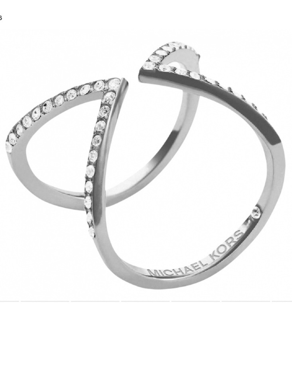 Michael Kors Brilliance Collection Open Arrow Ring Silver Size 8 MKJ3751040